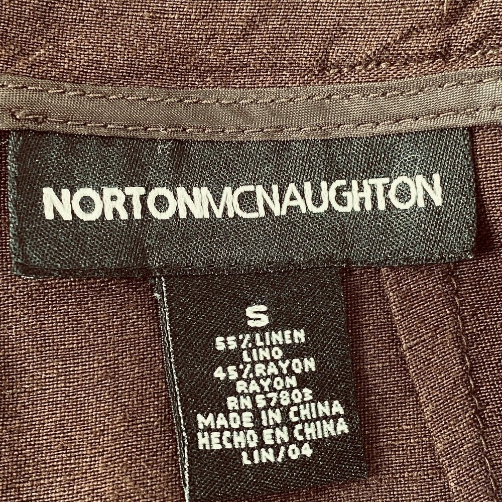 Norton McNaughton Suit Womens S Brown 2PC Linen Rayon Jacket Pants Set Neutral - Picture 6 of 11